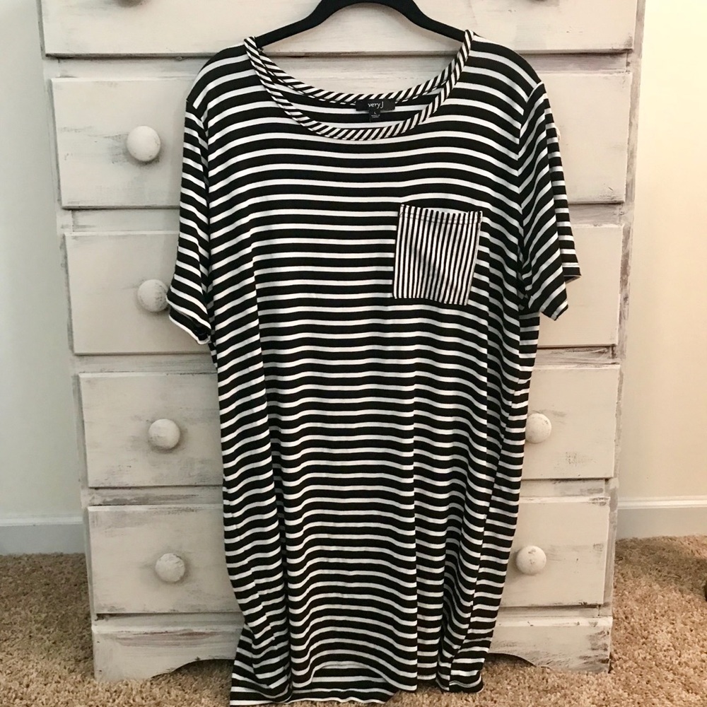 Black and white striped dress